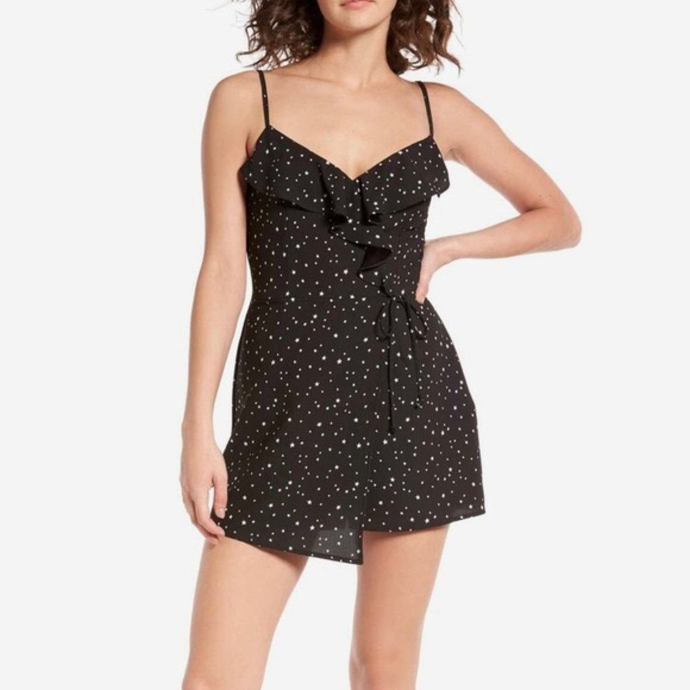 SOCIALITE Ruffle Faux Wrap Romper - Black Star